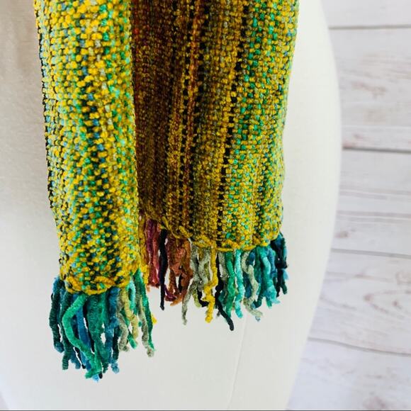 Multicolor plush scarf fringe soft warm winter - Picture 3 of 8